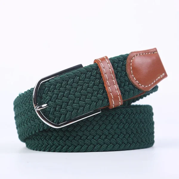 Unisex Elastic Fabric Woven Casual Belt Pin Buckle Expandable Braided Stretch Canvas Simple and Stylish Leisure Men Women Belt - Image 29