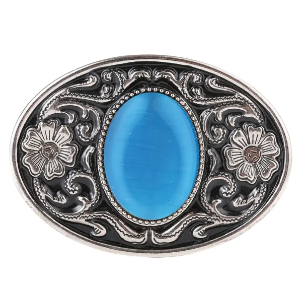 Alloy floral pattern natural stone belt buckle jeans accessories - Image 5