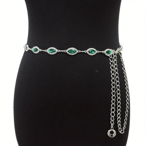 Plus Size Golden Waist Chain Crystal Rhinestone Inlaid Boho Body Chain Elegant Metal Chain Belt Dress Girdle For Women - Image 9