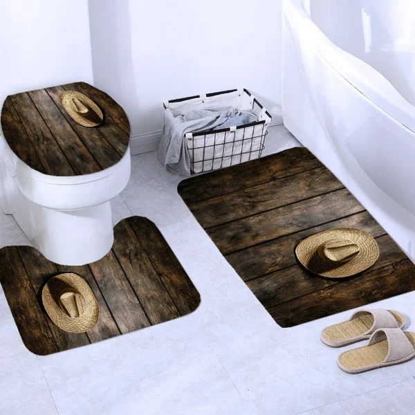Rustic Western Cowboy Shower Curtain American Country Music Bathroom Curtain Set Bath Mat Rug Carpet Bathtub Accessories Decor - Image 26