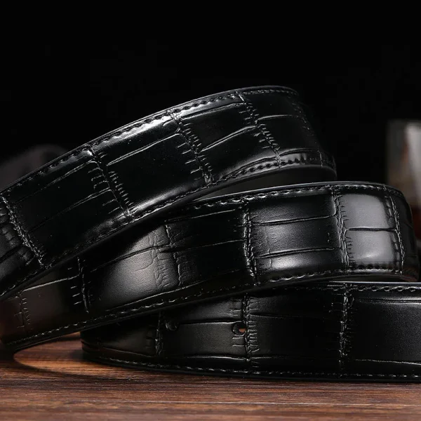 3.8cm/3.5cm Crocodile Pattern Luxury Men's Belt Two-layer Cowhide No Belt Buckle Suitable for Pin Buckle Genuine Leather Belt - Image 2