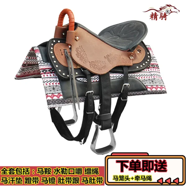 سرج الحصان Harness Complete Set Of Accessories Fine Riding Supplies New Size Saddle Leather Printed Tourist Saddle - Image 14