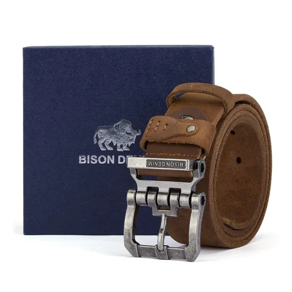 BISON DENIM Genuine Leather Belt For Men High Quality Buckle Jeans Casual Belts Vintage Business Cowboy Waistband Free Shipping - Image 6