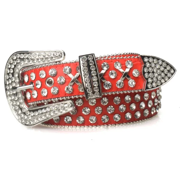 men casual studded belts soft leather rhinestone belt stage nightclub dress womens designer waistband pin buckle strapon leash - Image 2