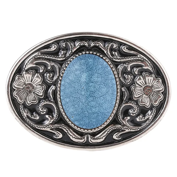 Alloy floral pattern natural stone belt buckle jeans accessories - Image 11