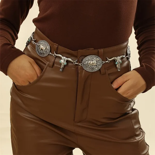 Western Horse Bull Waist Chain Vintage Boho Chain Belts Adjustable Body Jewelry Dress Girdle For Women daily use - Image 4
