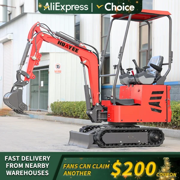 1 Ton Mini Excavator Customize Huayee Factory Factory Price Free shipping Epa Engine wholesale Excavator Crawler Excavator - Image 4