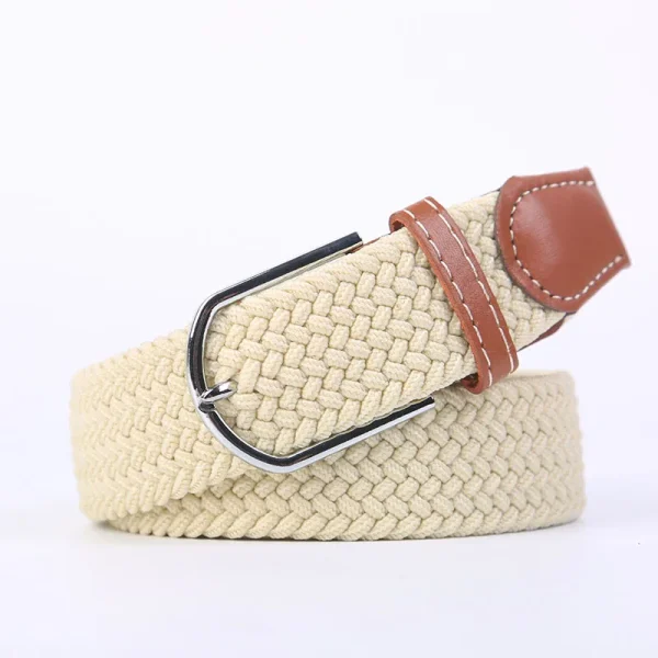Unisex Elastic Fabric Woven Casual Belt Pin Buckle Expandable Braided Stretch Canvas Simple and Stylish Leisure Men Women Belt - Image 48