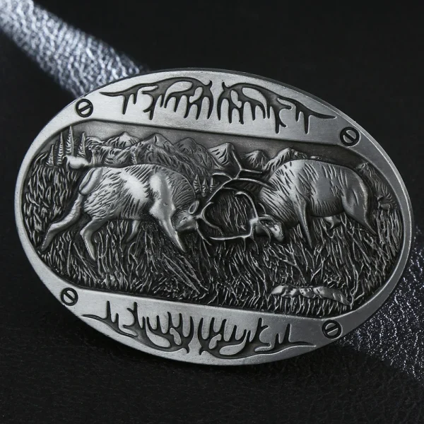Cheapify Dropshipping Western Cowboy Animal Male Belt Buckle Double Deer Fight in Primeval Forest Men's Holiday Gifts - Image 5