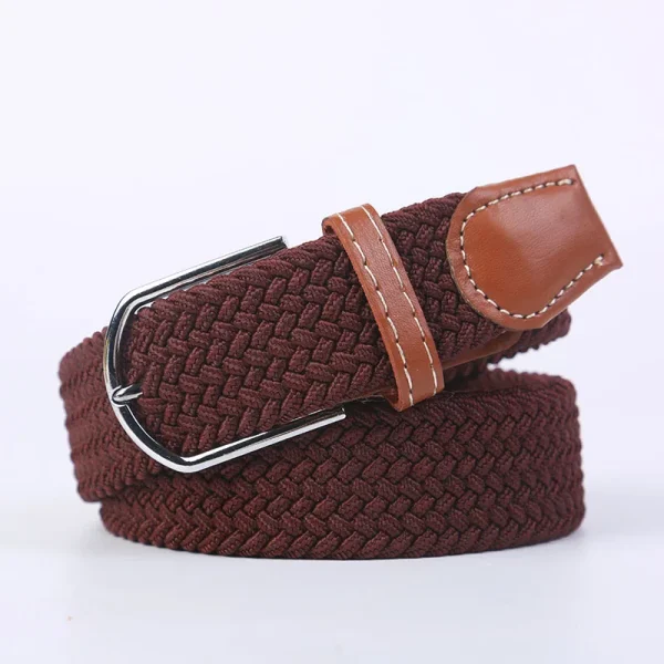 Unisex Elastic Fabric Woven Casual Belt Pin Buckle Expandable Braided Stretch Canvas Simple and Stylish Leisure Men Women Belt - Image 46