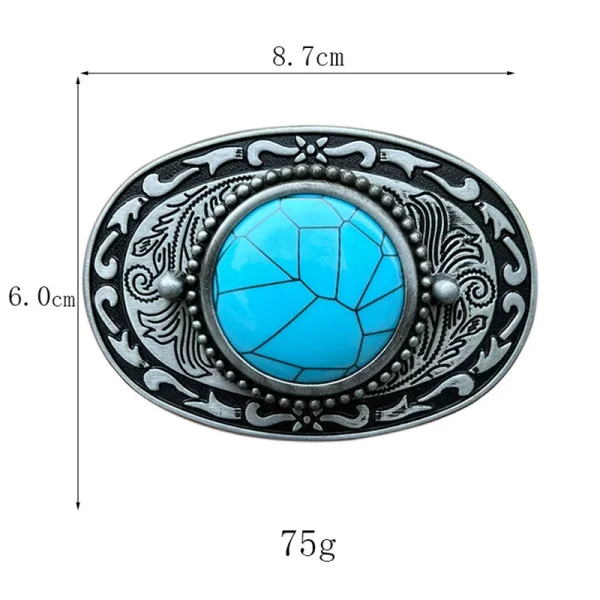 Stylish vintage turquoise belt buckle - Image 4