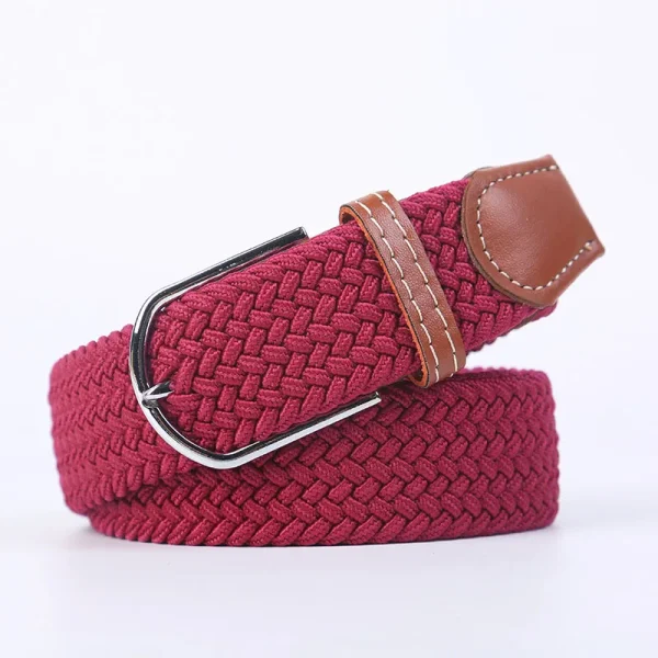 Unisex Elastic Fabric Woven Casual Belt Pin Buckle Expandable Braided Stretch Canvas Simple and Stylish Leisure Men Women Belt - Image 25