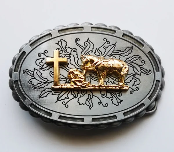 Western Belt Buckle Initial Vintage-Cowboy Rodeo Silver&Gold Belt Buckle for Men Women - Image 5