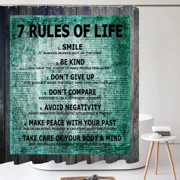 Rustic Shower Curtains Set Inspirational Quotes Wooden Farmhouse Country Western Rug Toilet Cover Bath Mat Decor Bathroom Curtai - Image 8