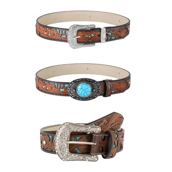 Cowboy Belts For Men Western With Big Buckle Turquoise Belt Buckle Belt Leather Belt Vintage Western Belt Jeans Belt R7RF - Image 4
