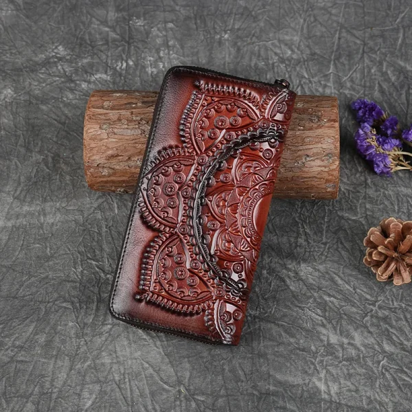 Women Long Wallet Clutch Bag Genuine Leather ID/Credit Card Cash Holder Retro Lady Female Real Cowhide Money Bags Wrist Purse - Image 2