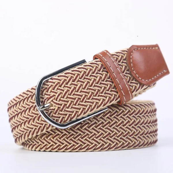 Unisex Elastic Fabric Woven Casual Belt Pin Buckle Expandable Braided Stretch Canvas Simple and Stylish Leisure Men Women Belt - Image 27