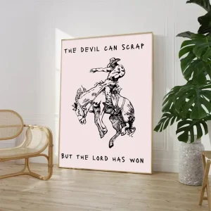 Pink Western Cowgirl Riding Horse Wall Art Canvas Painting Country Lyrics Posters Prints Pictures Modern Living Room Home Decor