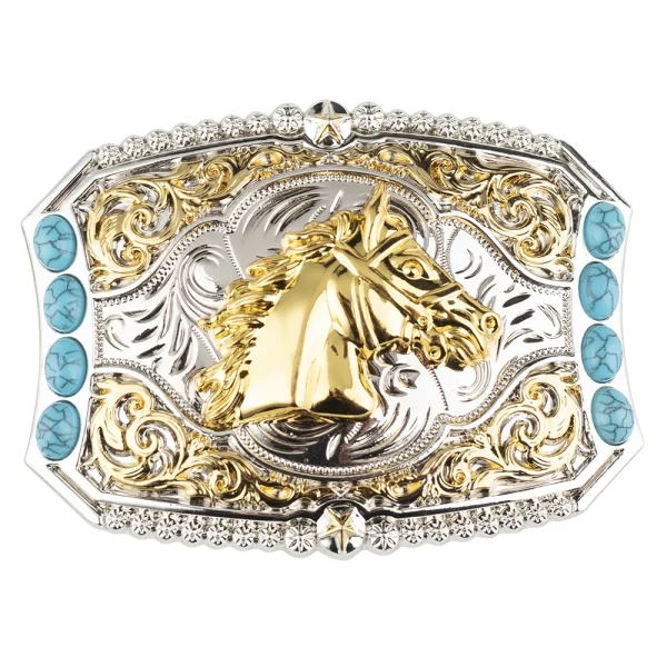 Golden Horse Belt Buckle Decorative Animals Patterned - Image 7