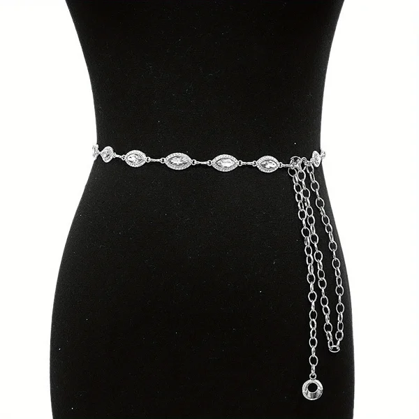 Plus Size Golden Waist Chain Crystal Rhinestone Inlaid Boho Body Chain Elegant Metal Chain Belt Dress Girdle For Women - Image 12