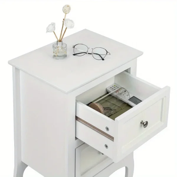Wood Elegant Night Stand W/2 Drawer Storage Shelf End Table Accent Table New - Image 3
