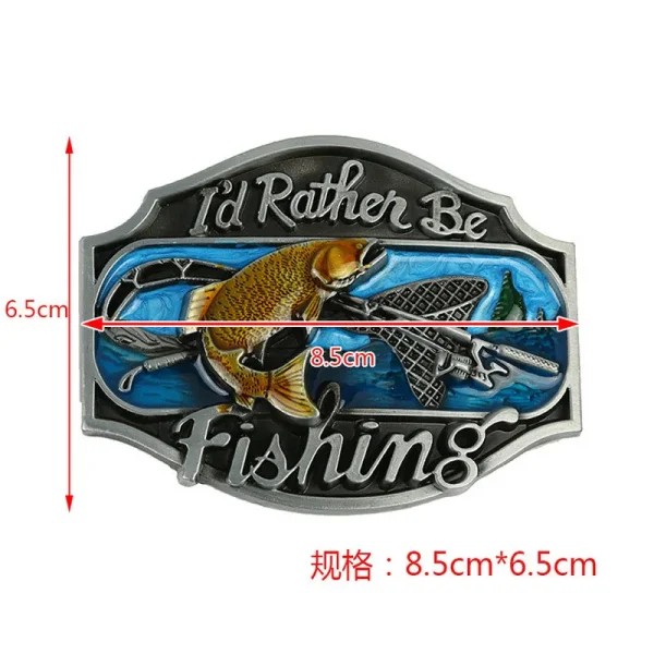 Cheapify Dropshipping Western Cowboys Rodeo Fashion I'd Rather Be Fishing Men's Jeans Blue Belt Buckles for Men40mm - Image 3