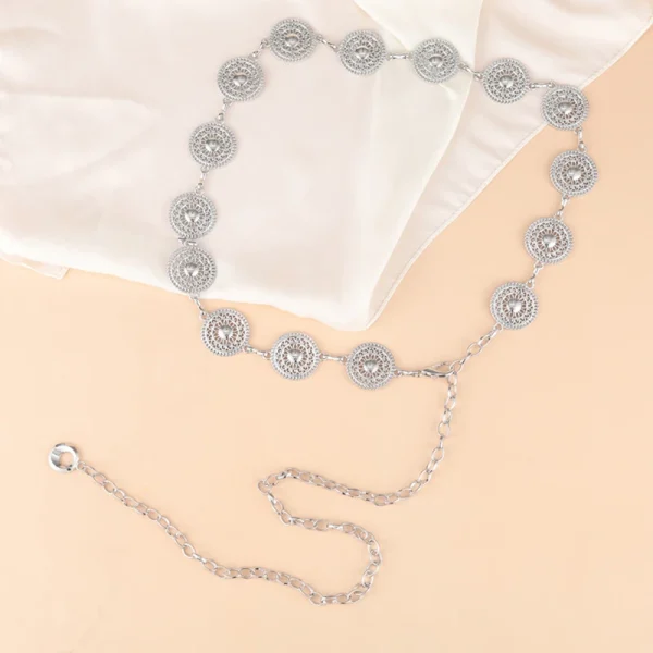 Gold Adjustable Buckle Long Waist Belt Dress Body Chain Fashion For Women Vintage Openwork Metal - Image 6