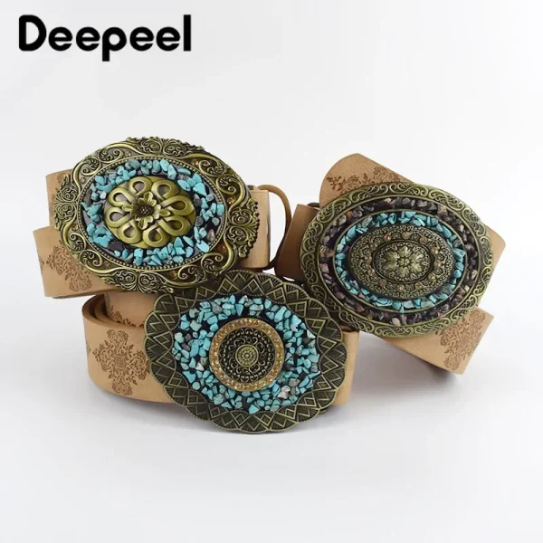 1Pc Deepeel 3.5*100/115cm Fashion Corset Wide Female Belt Alloy Smooth Buckle Belts with Stones Buckles Decorative Waistband - Image 5