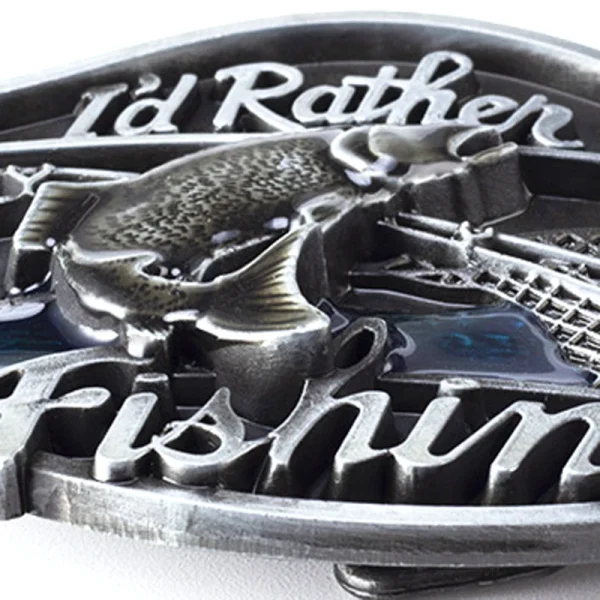 Cheapify Dropshipping Western Cowboys Rodeo Fashion I'd Rather Be Fishing Men's Jeans Blue Belt Buckles for Men40mm - Image 5