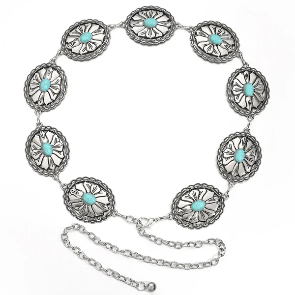 Europe and the United States retro fashion personality turquoise waist chain - Image 6