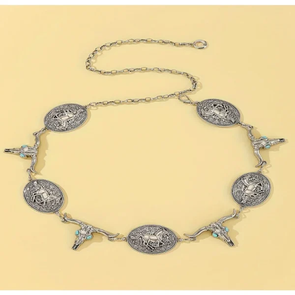 Western Horse Bull Waist Chain Vintage Boho Chain Belts Adjustable Body Jewelry Dress Girdle For Women daily use - Image 2