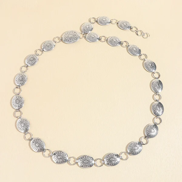 Women's Bohemian Silver Sunflower Disc Waist Chain Belt Dress Jeans Accessories Belt - Image 4