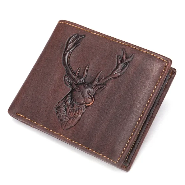 WESTAL Men's Genuine Leather Wallet High Quanlity Wallets Coin pocket Zipper Purse For Deer Head Design Money Clips Short Purse - Image 7