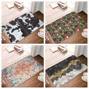 Western Cowhide Cow Print Bath Mats Bathroom Decor Bath Rug Non-Slip Floor Rug Carpets for Kitchen Bathroom Living Room Decor