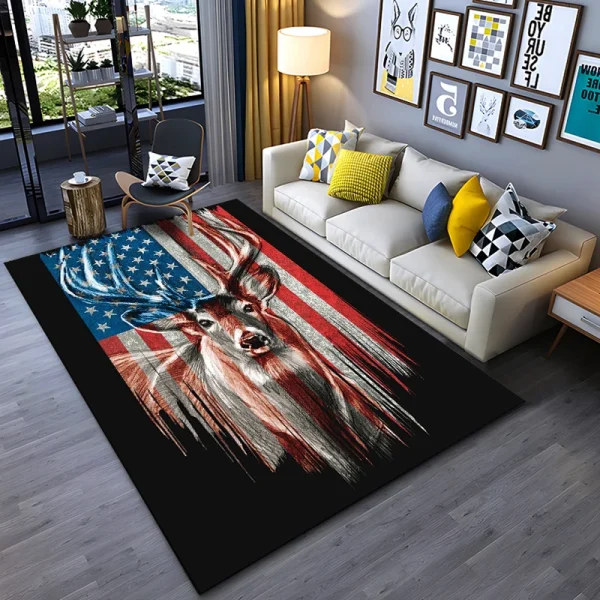 15 Sizes Flag Deer Pattern Rug Carpet for Living Room Bathroom Mat Creative Doormat Carpet for Bedroom Home Decor Alfombras Cool - Image 11