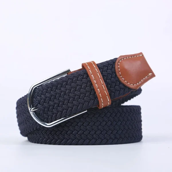 Unisex Elastic Fabric Woven Casual Belt Pin Buckle Expandable Braided Stretch Canvas Simple and Stylish Leisure Men Women Belt - Image 35