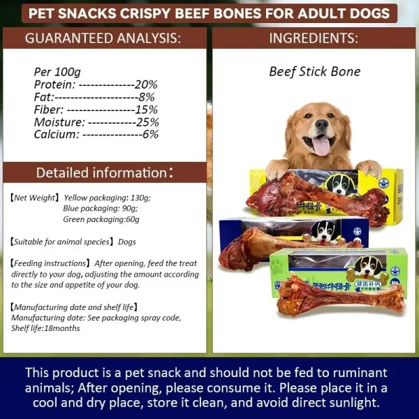 Pet Dog Snacks Crispy Beef Stick Bone Large Size Grinding Teeth Snacks Delicious Nutritious Meat Flavorful Bone Crispy Pet Food - Image 4