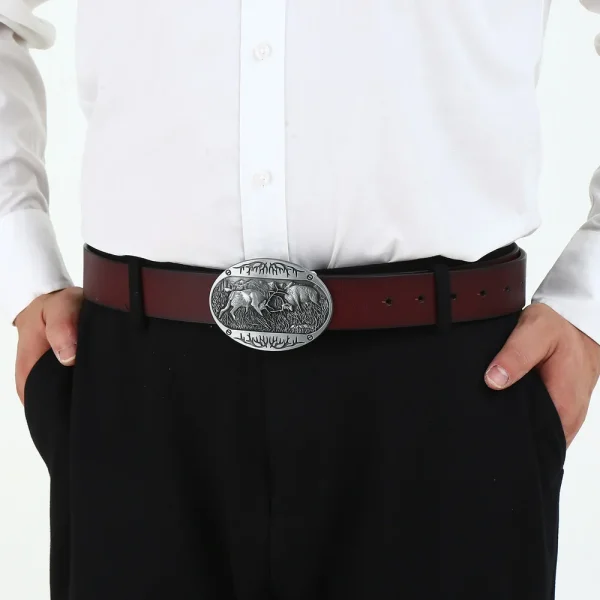 Cheapify Dropshipping Western Cowboy Animal Male Belt Buckle Double Deer Fight in Primeval Forest Men's Holiday Gifts - Image 3
