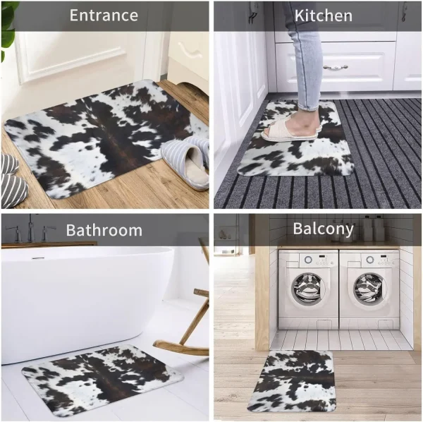 Western Cowhide Cow Print Bath Mats Bathroom Decor Bath Rug Non-Slip Floor Rug Carpets for Kitchen Bathroom Living Room Decor - Image 3