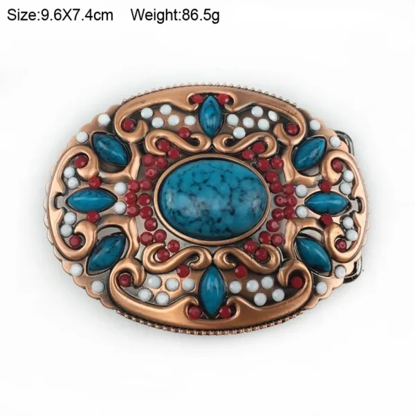 Turquoise fashion belt buckle Delicate retro casual belt buckle - Image 3