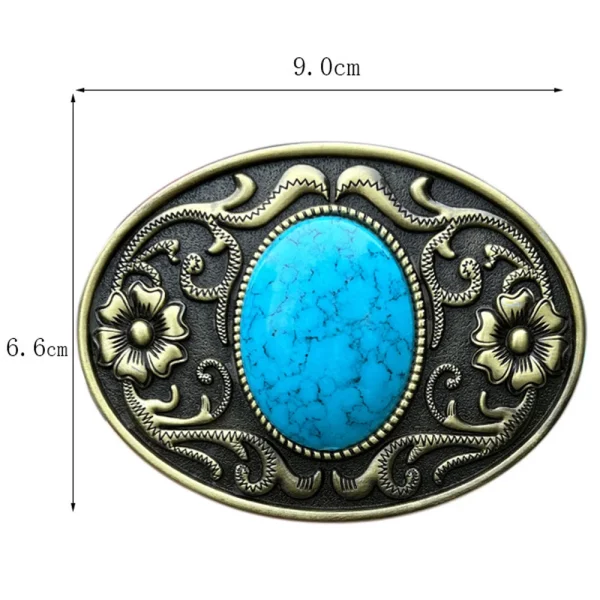 Cheapify Dropshipping Oval Turquoise Stone Men Belt Buckle Western Cowboy American Original Fashion Floral Carving Design - Image 5