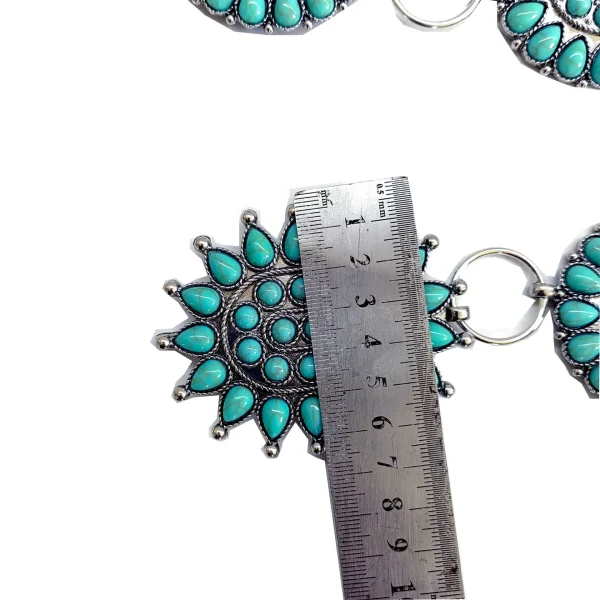 Natural turquoise metal carved retro belt Stylish Bohemian folk chic hip hop accessories women's party dress waist chain - Image 6