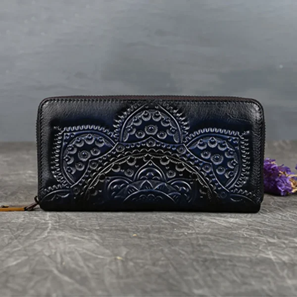 Women Long Wallet Clutch Bag Genuine Leather ID/Credit Card Cash Holder Retro Lady Female Real Cowhide Money Bags Wrist Purse - Image 5