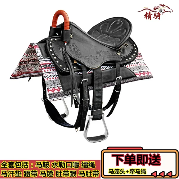 سرج الحصان Harness Complete Set Of Accessories Fine Riding Supplies New Size Saddle Leather Printed Tourist Saddle - Image 11