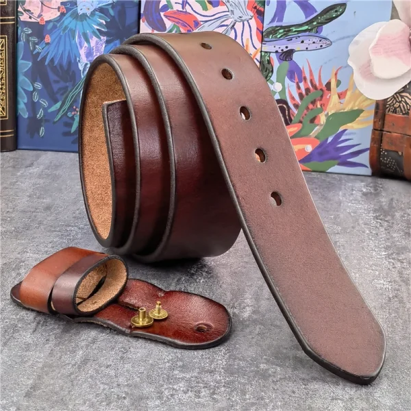 Super Wide 4.3CM Leather Belts Without Buckles Men Belt Ceinture Mens Leather Belts Without Buckles Jeans Yellow Belt Men SP08 - Image 5