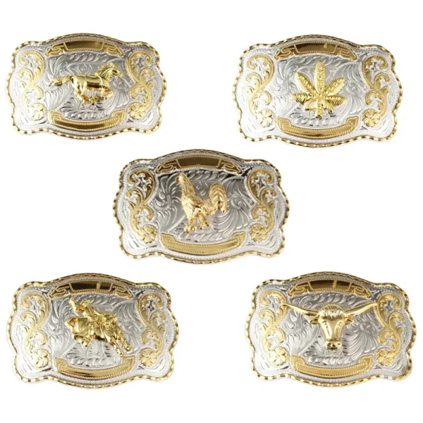 Belt buckle Golden Equestrian Bull head rooster scorpion pattern Western cowboy waistband accessories