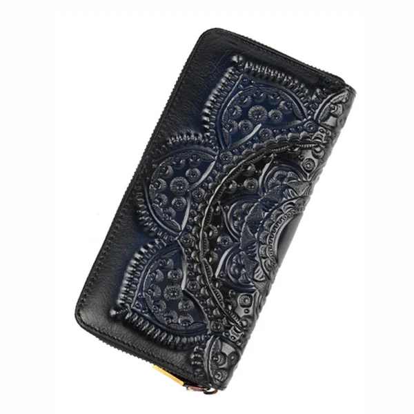 Women Long Wallet Clutch Bag Genuine Leather ID/Credit Card Cash Holder Retro Lady Female Real Cowhide Money Bags Wrist Purse - Image 7