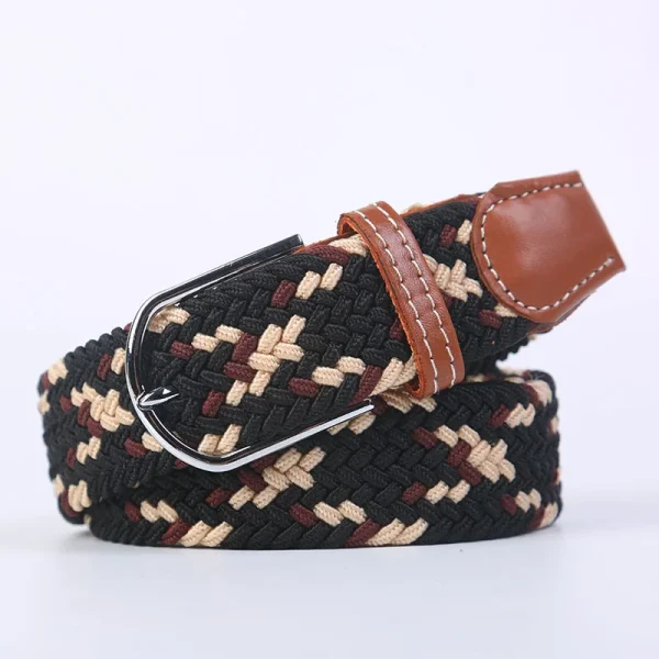 Unisex Elastic Fabric Woven Casual Belt Pin Buckle Expandable Braided Stretch Canvas Simple and Stylish Leisure Men Women Belt - Image 11