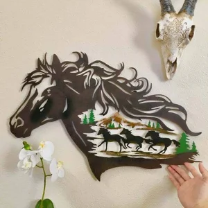 Metal Western Horse Shadow Home Decor Forest Animal Wide Rustic Metal-Wall Art Home Decoration Best Gift For Special Occasions