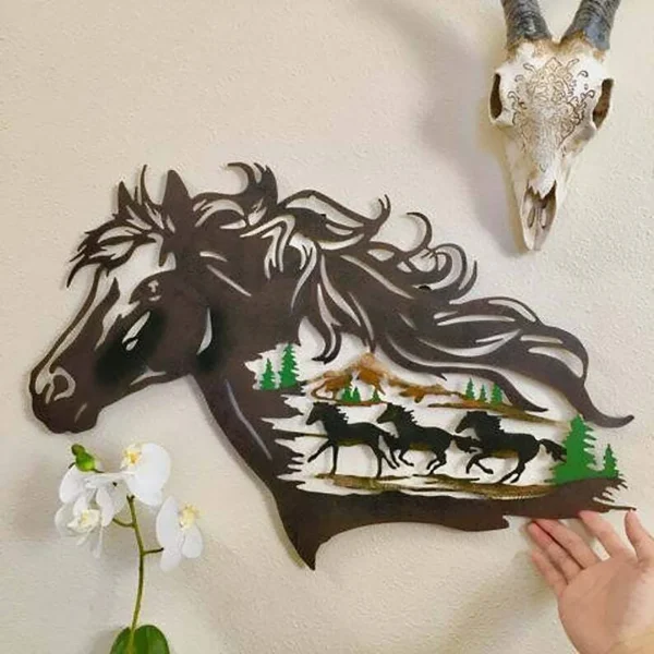 Metal Western Horse Shadow Home Decor Forest Animal Wide Rustic Metal-Wall Art Home Decoration Best Gift For Special Occasions